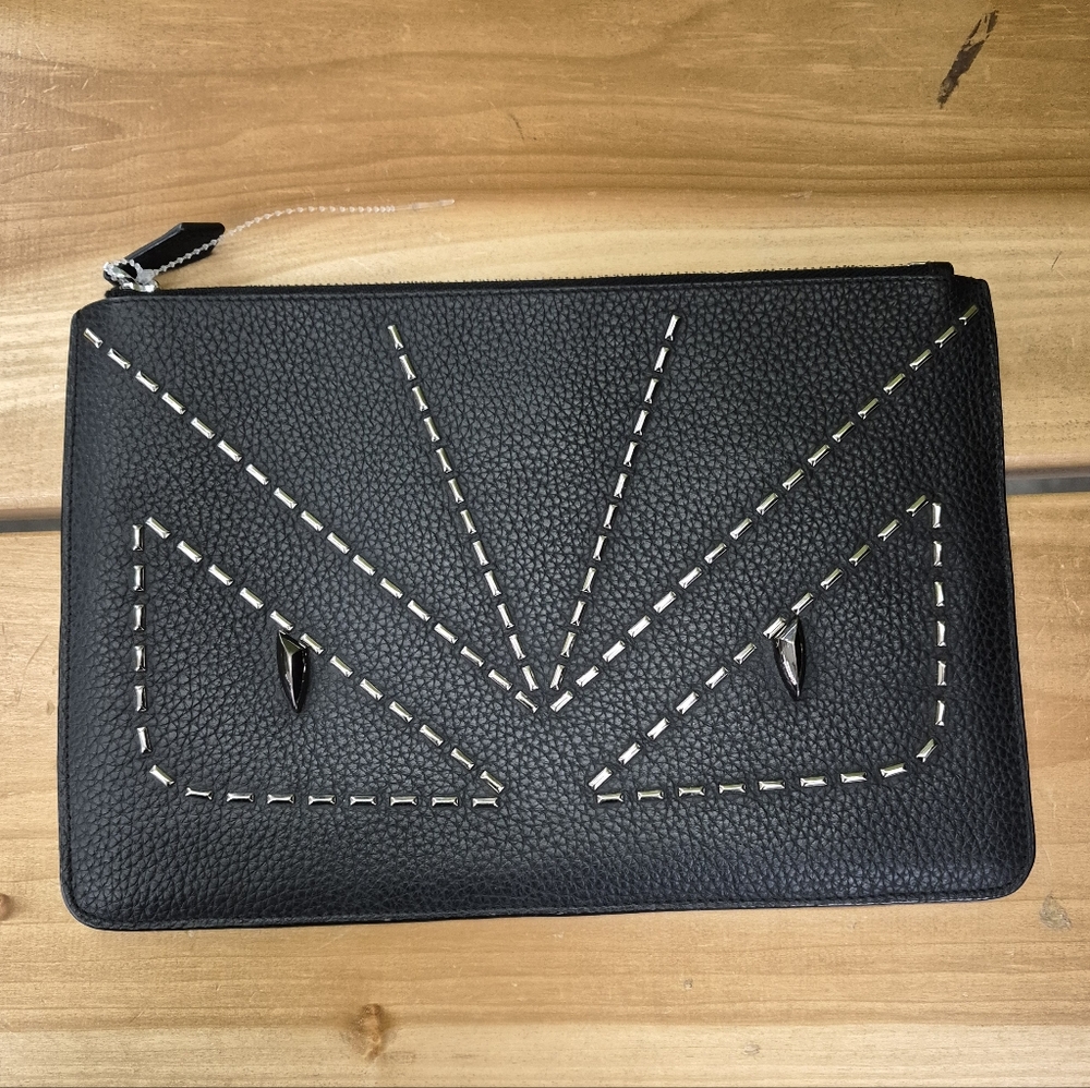 Fendi Monster Clutch Studded Black Luxury